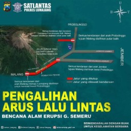 Dampak Semeru Erupsi,  Arus Lalu Lintas Dialihkan
