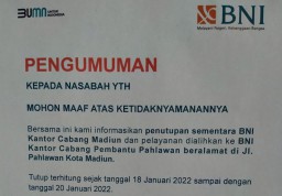 7 Karyawan Terkonfirmasi Covid-19, BNI Madiun Tutup Sementara