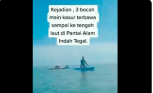 Viral 3 Bocah Naik Kasur hingga Tengah Laut