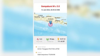 Gempa Bumi Magnitudo 5,3 Guncang Pacitan
