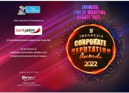 Bank Jatim Raih Penghargaan Corporate Reputation Awards 2022