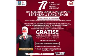 Khofifah Imbau Warga Kibarkan Merah Putih Satu Tiang Penuh Hingga 31 Agustus
