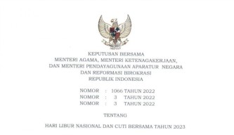 Berikut Hari Libur Nasional dan Cuti Bersama Tahun 2023