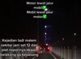 Hiii... Mobil Misterius Tertangkap Kamera Masuk Jalur Motor Jembatan Suramadu