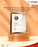 Kinerja Optimal, Bank Jatim Raih Penghargaan Indonesia Best Bank Awards 2023