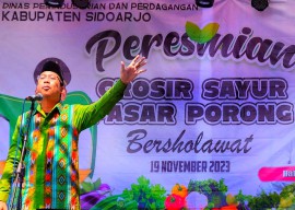 329 Pedagang Sayur Resmi Tempati Pasar Porong Sidoarjo, Gus Muhdlor Sampaikan Pesan Begini
