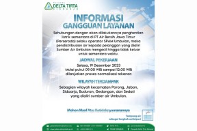 Siap-siap Tampung Air! Aliran PDAM Delta Tirta di Wilayah Ini akan Mengecil Besok Selasa