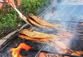 Ikan Bakar Batok Kelapa Depan SMAN 1 Pandaan, Bikin Ketagihan