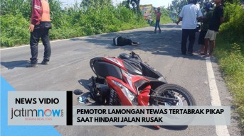 Video: Pemotor Lamongan Tewas Tertabrak saat Hindari Jalan Rusak