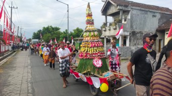 Peringati Hari Kemerdekaan, Warga Jombang Jember Arak Gunungan Keliling Kampung