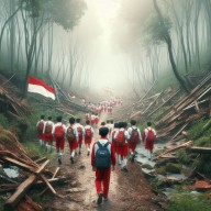 Lomba Poster Agustusan, Pelajar Lewati Jalanan Becek Sentil Pendidikan di Jember