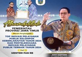 Pemprov Jatim Raih 2 Penghargaan Top Inovasi Pelayanan Publik di 2024
