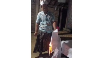 Viral, Pria Diduga Anggota PPS Desa Gunelap Bangkalan Bakar C Plano Uji Coba