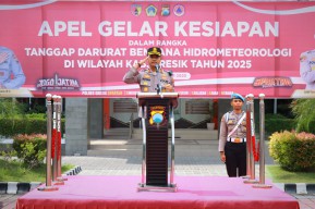 Polres Gresik Gelar Apel Tanggap Darurat Bencana, Tekankan 8 Poin Penting