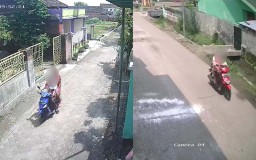Miris! Emak-emak Gendong Balita Curi Motor di Mojokerto