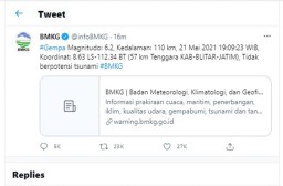 Gempa Magnitudo 6,2 Guncang Blitar, Warga di Jatim Rasakan Getaran