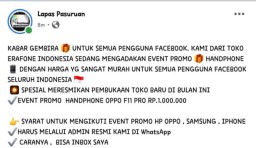 Akun Facebook Milik Lapas Pasuruan Jadi Lapak Jualan Handphone