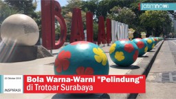 Video: Bola Warna-Warni "Pelindung" di Trotoar Surabaya