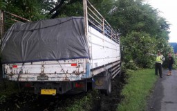 Truk Tronton Tergelincir di Tol Satelit-Perak