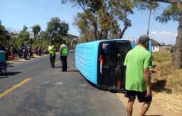 Mobil Pengiring Pengantin Terguling di Jalur Ponorogo-Trenggalek