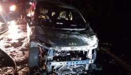 Mobil Mitsubishi Xpander Terbakar di Surabaya