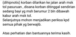 Dugaan Penculikan Bayi Pasuruan Jadi Viral di Media Sosial