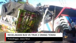 Video: Kecelakaan Bus vs Truk, 2 Orang Tewas