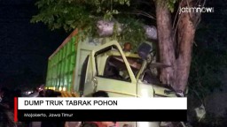 Video: Sopir Mengantuk, Truk Tabrak Pohon