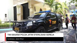 Video: Tim Gegana Polda Jatim Sterilisasi Gereja di Surabaya