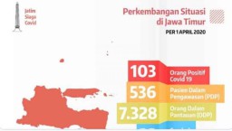 Wabah Corona di Jatim hingga 1 April: 103 Positif, 536 PDP, 7328 ODP