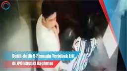 Video: Detik-detik 5 pemuda terjebak dalam lift JPO Basuki Rahmat