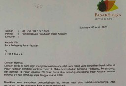 PD Pasar Surya Tutup Operasional Pasar Kapasan Surabaya Imbas Corona