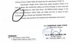 Surat Pencabutan Salat Idul Fitri di Masjid Al Akbar Salah Tulis