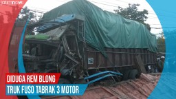 Video: Diduga Rem Blong, Truk Tabrak 3 Motor